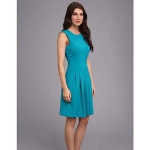 Calvin Klein light blue pleated fit & flare dress